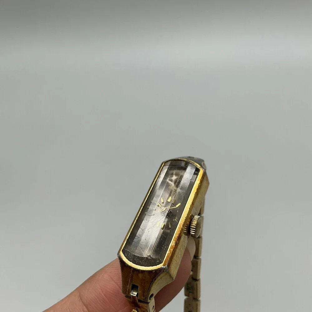 Vintage Seiko 1520-366G Womens Watch 12mm Gold Tone Brown Dial Manual Wind 5.5